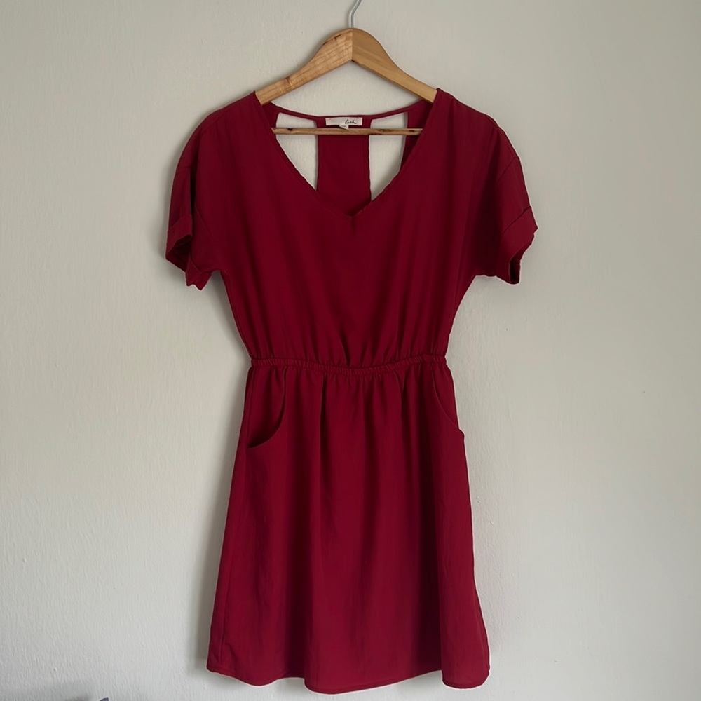 Red open back dress by lush